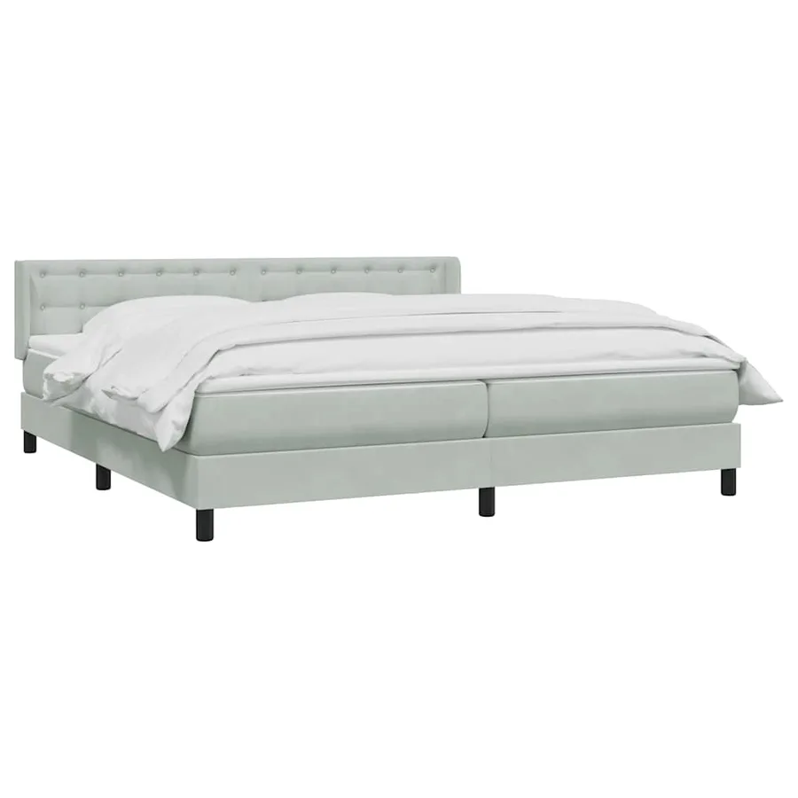 Sommier à lattes de lit et matelas gris clair 200x210cm velours - 3