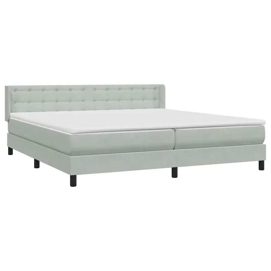 Sommier à lattes de lit et matelas gris clair 200x210cm velours - 4