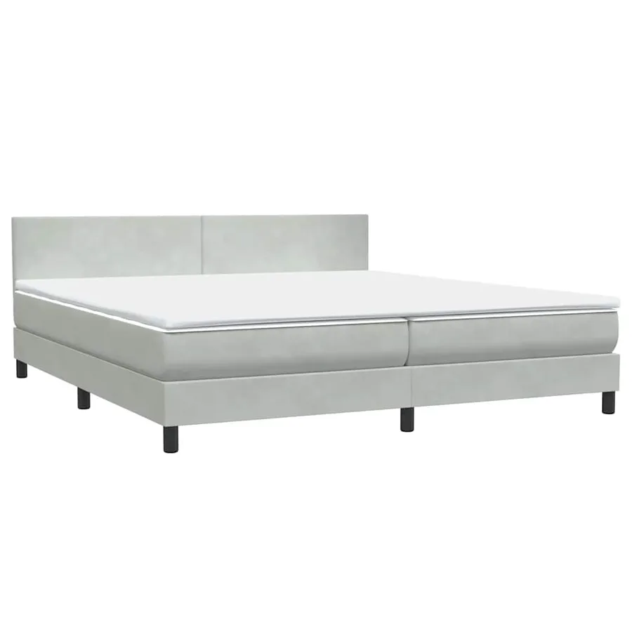 Sommier à lattes de lit et matelas gris clair 180x210cm velours - 2