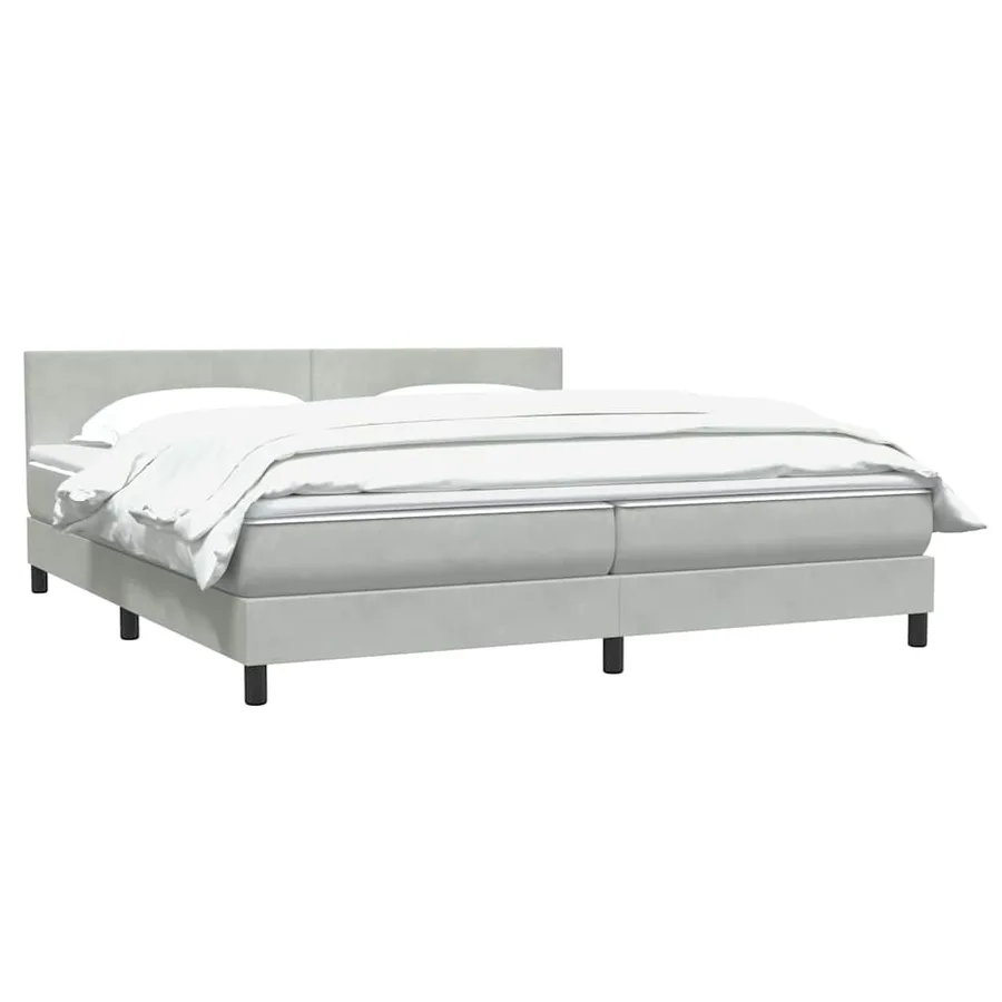 Sommier à lattes de lit et matelas gris clair 180x210cm velours - 4
