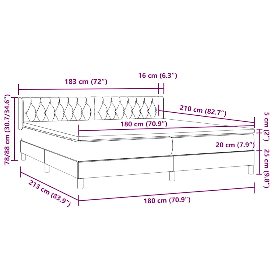 Sommier à lattes de lit avec matelas noir 180x210 cm velours - 12