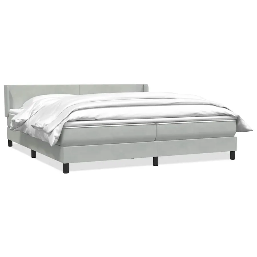 Sommier à lattes de lit et matelas gris clair 200x210cm velours - 2