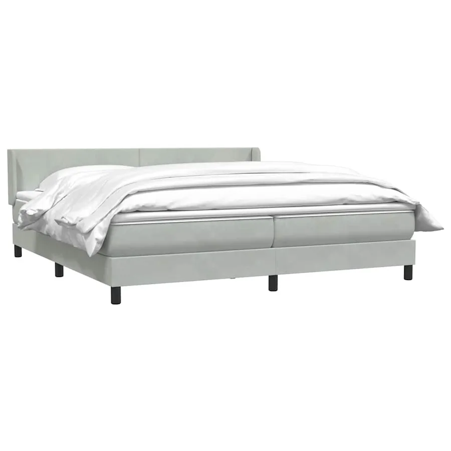 Sommier à lattes de lit et matelas gris clair 200x210cm velours - 3