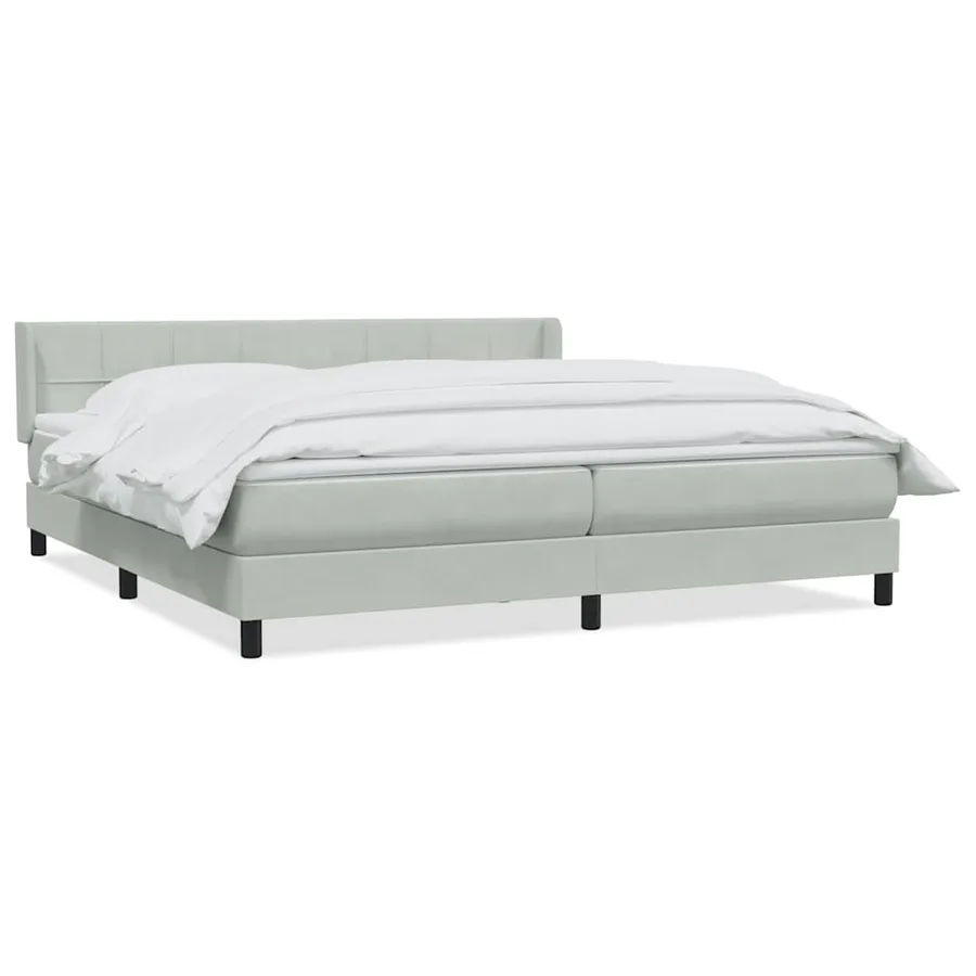 Sommier à lattes de lit et matelas gris clair 200x210cm velours - 2