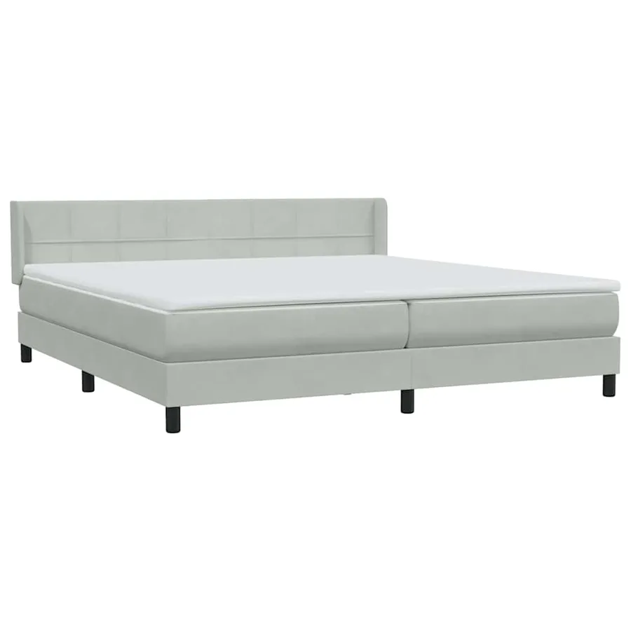 Sommier à lattes de lit et matelas gris clair 200x210cm velours - 4