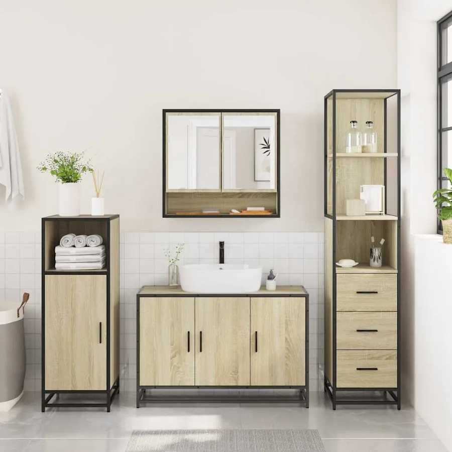 Ensemble de meubles de salle de bain 3 pcs chêne sonoma - 4