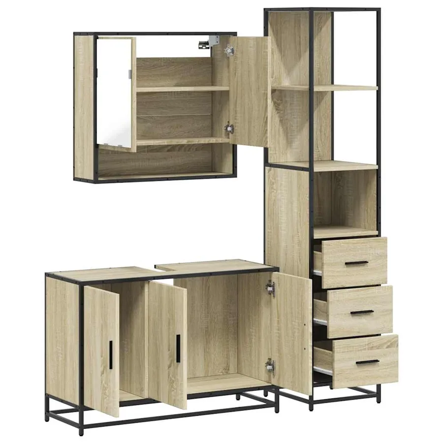Ensemble de meubles de salle de bain 3 pcs chêne sonoma - 8