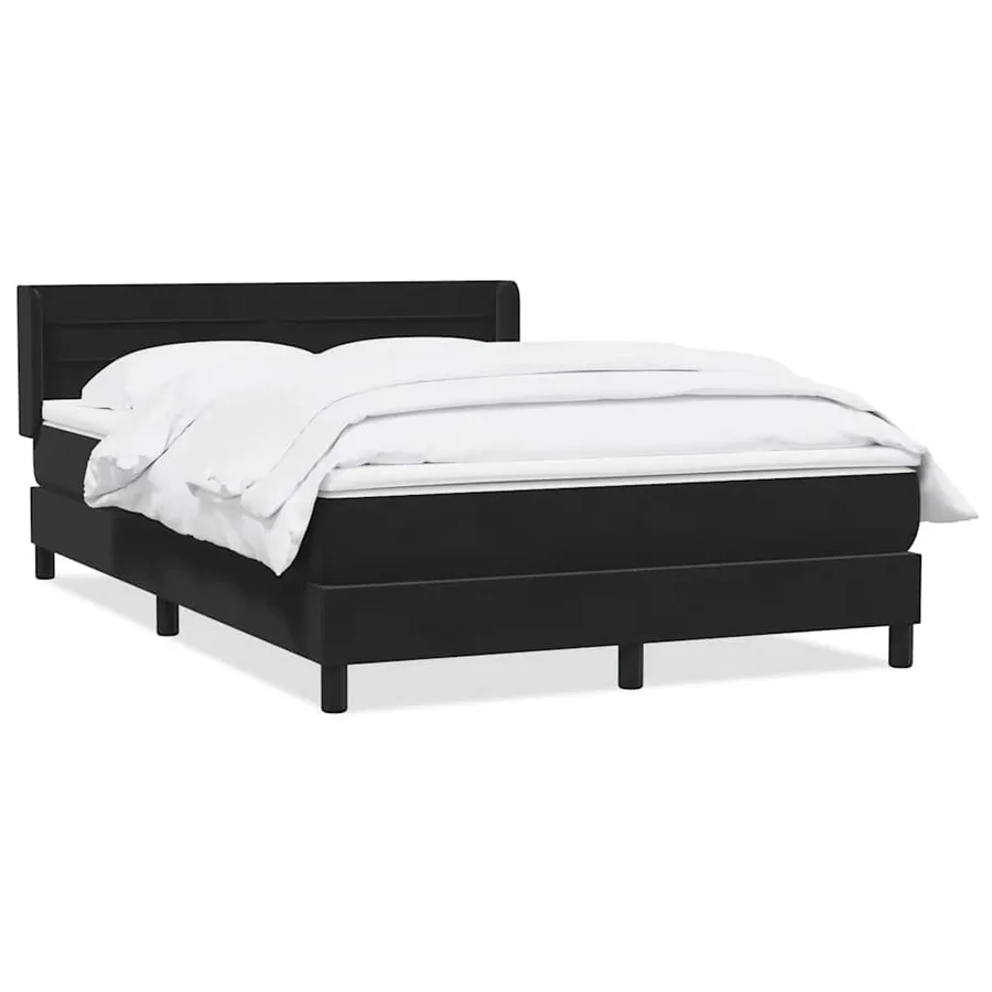 Sommier à lattes de lit avec matelas noir 140x210 cm velours - 2