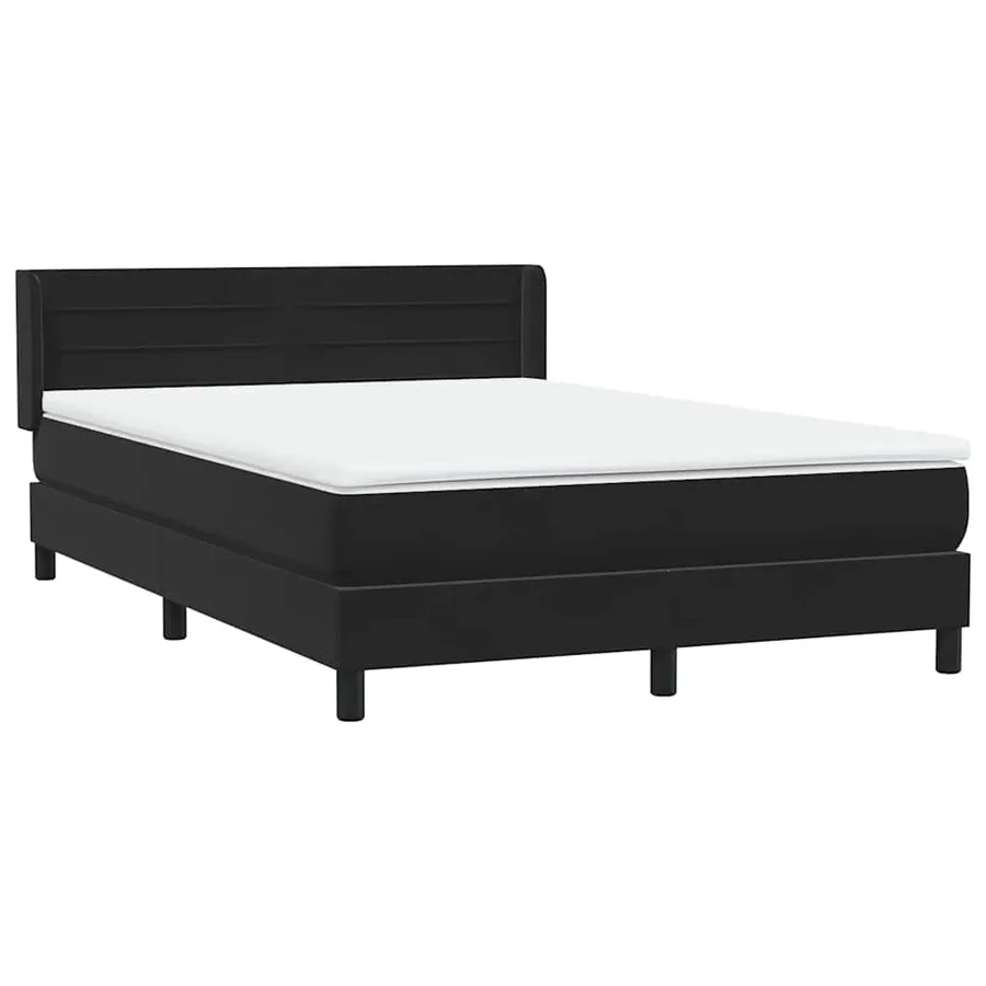 Sommier à lattes de lit avec matelas noir 140x210 cm velours - 4