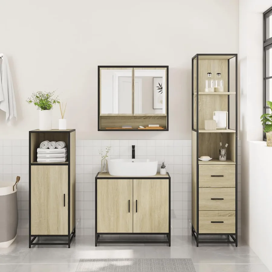 Ensemble de meubles de salle de bain 3 pcs chêne sonoma - 4