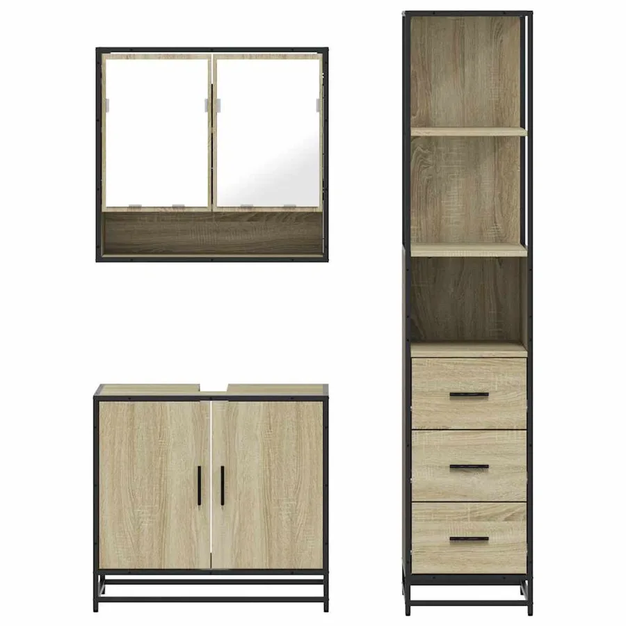 Ensemble de meubles de salle de bain 3 pcs chêne sonoma - 5