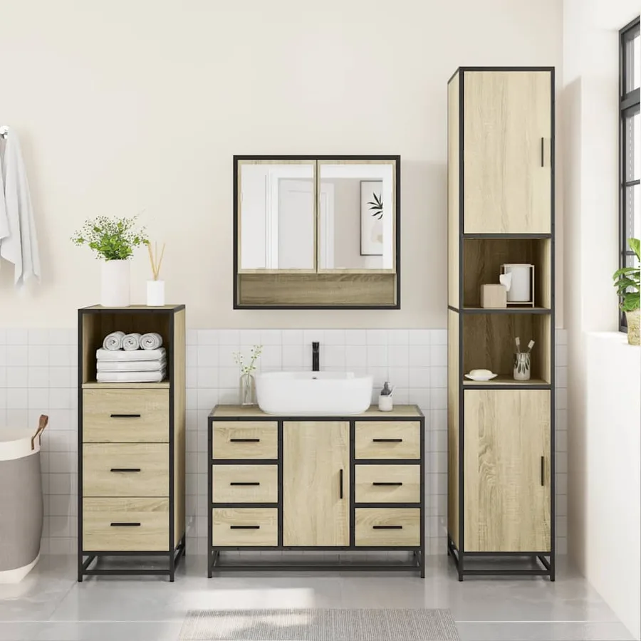 Ensemble de meubles de salle de bain 3 pcs chêne sonoma - 3