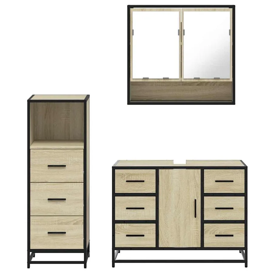 Ensemble de meubles de salle de bain 3 pcs chêne sonoma - 5
