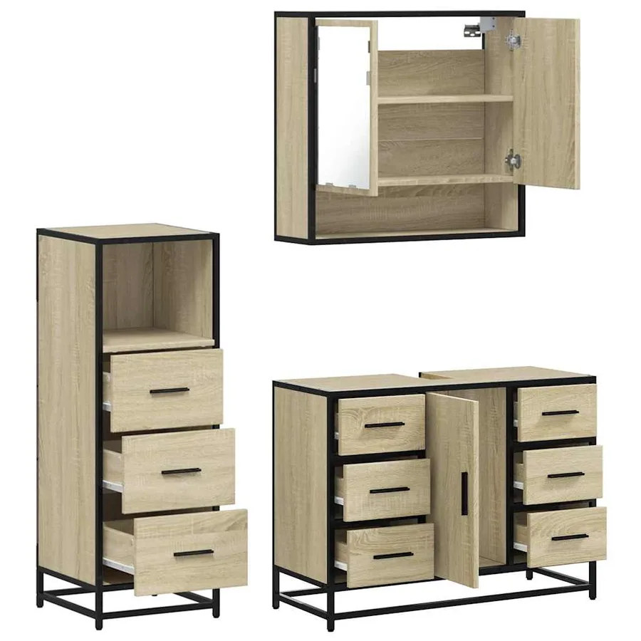 Ensemble de meubles de salle de bain 3 pcs chêne sonoma - 8