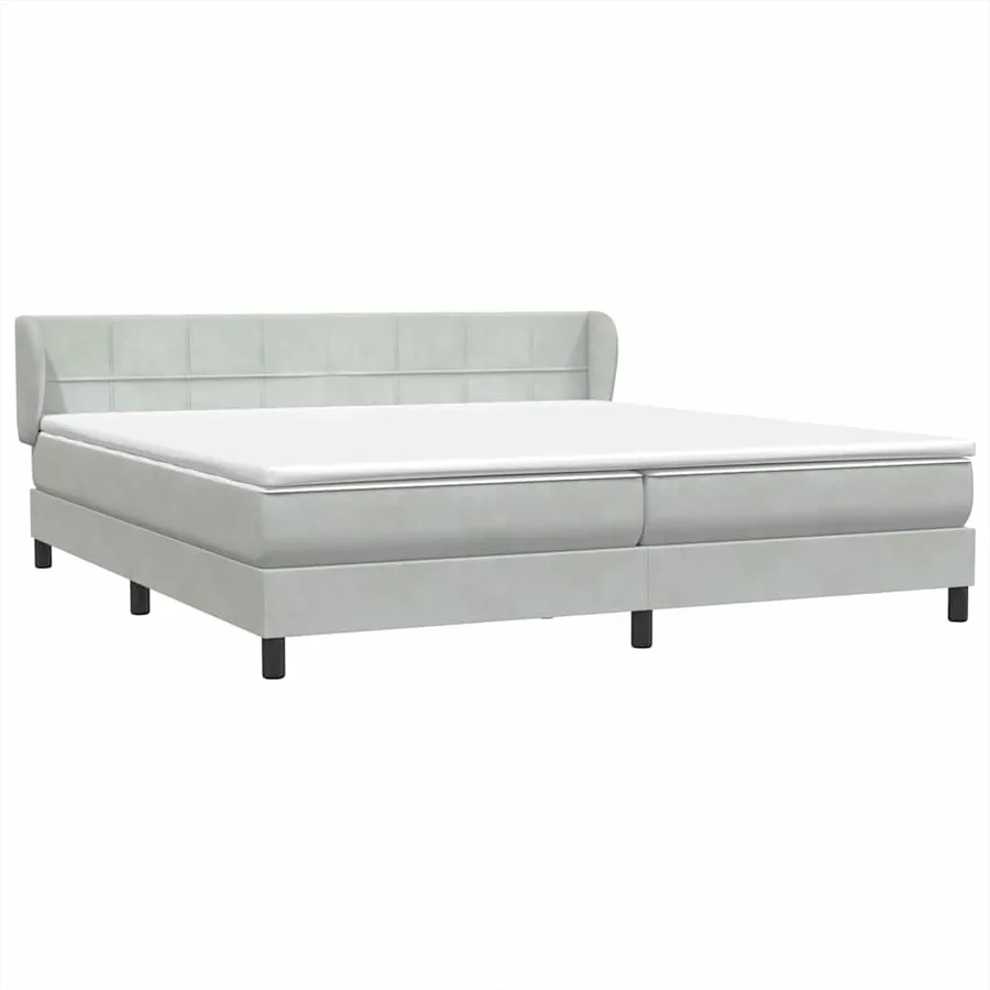 Sommier à lattes de lit et matelas gris clair 180x210cm velours - 4