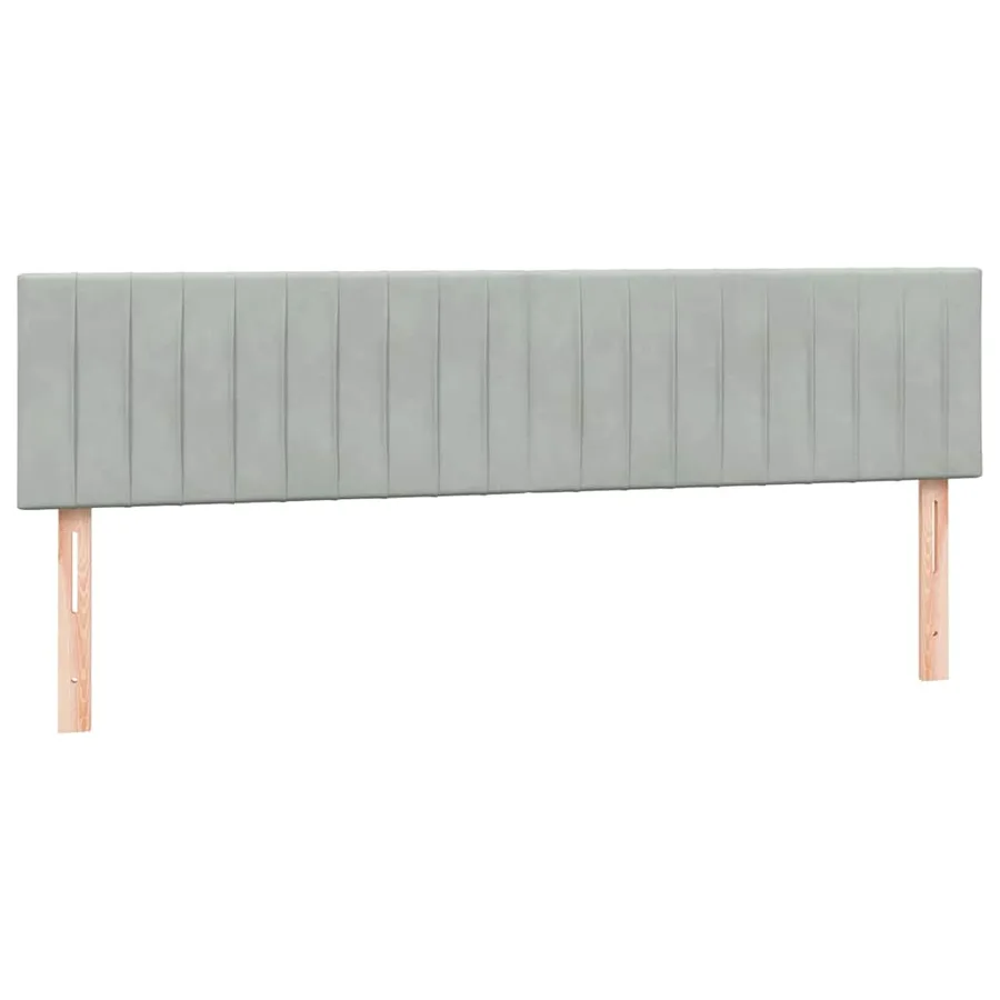Sommier à lattes de lit et matelas et LED gris clair 180x210cm velours - 7