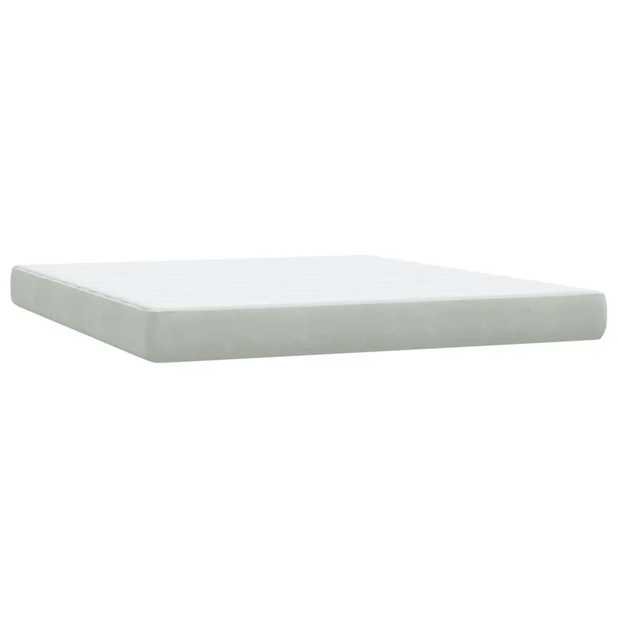 Sommier à lattes de lit et matelas et LED gris clair 180x210cm velours - 8