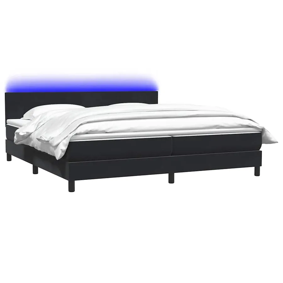 Sommier à lattes de lit avec matelas et LED noir 200x210 cm Velours - 3