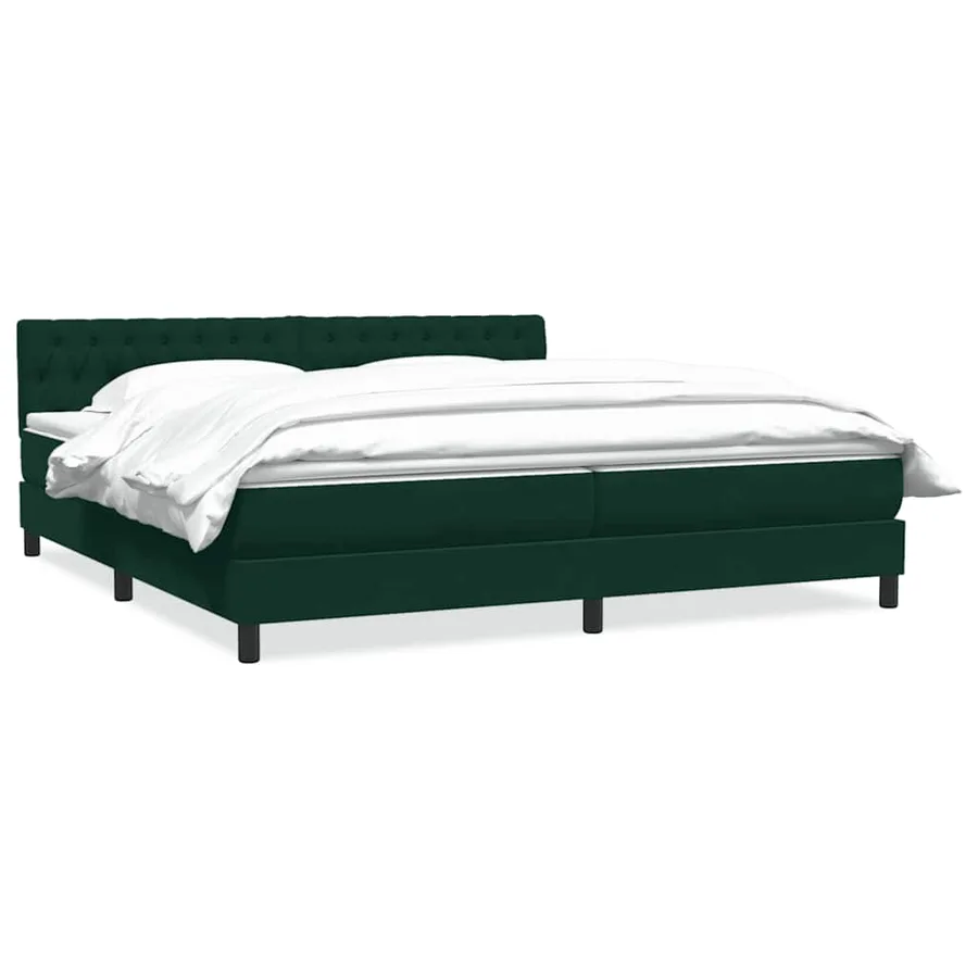 Sommier à lattes de lit et matelas vert foncé 180x210cm velours - 2