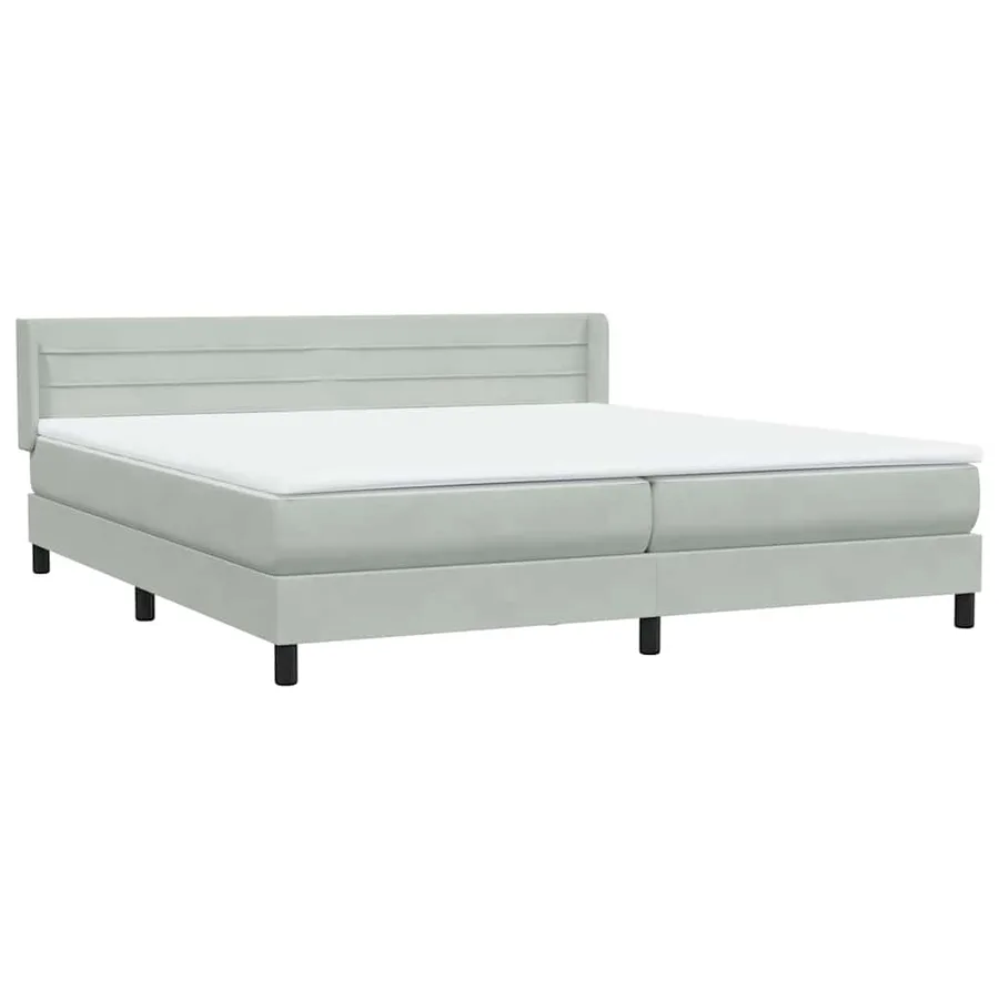 Sommier à lattes de lit et matelas gris clair 180x210cm velours - 4