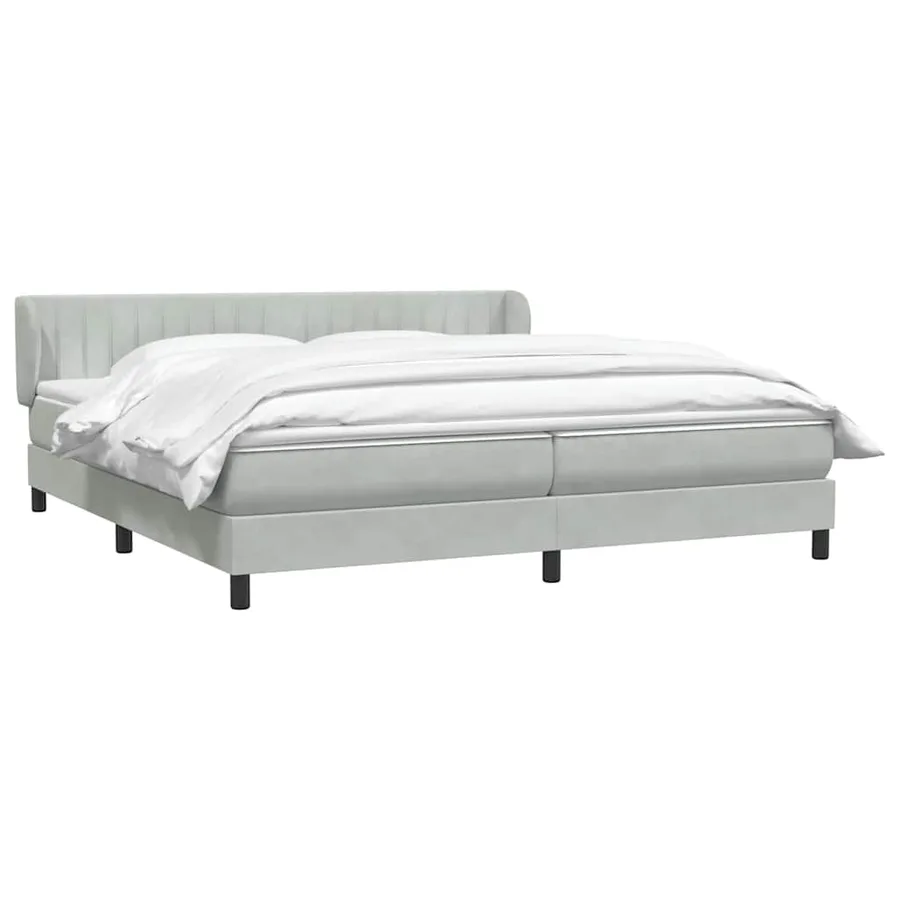Sommier à lattes de lit et matelas gris clair 180x210cm velours - 3