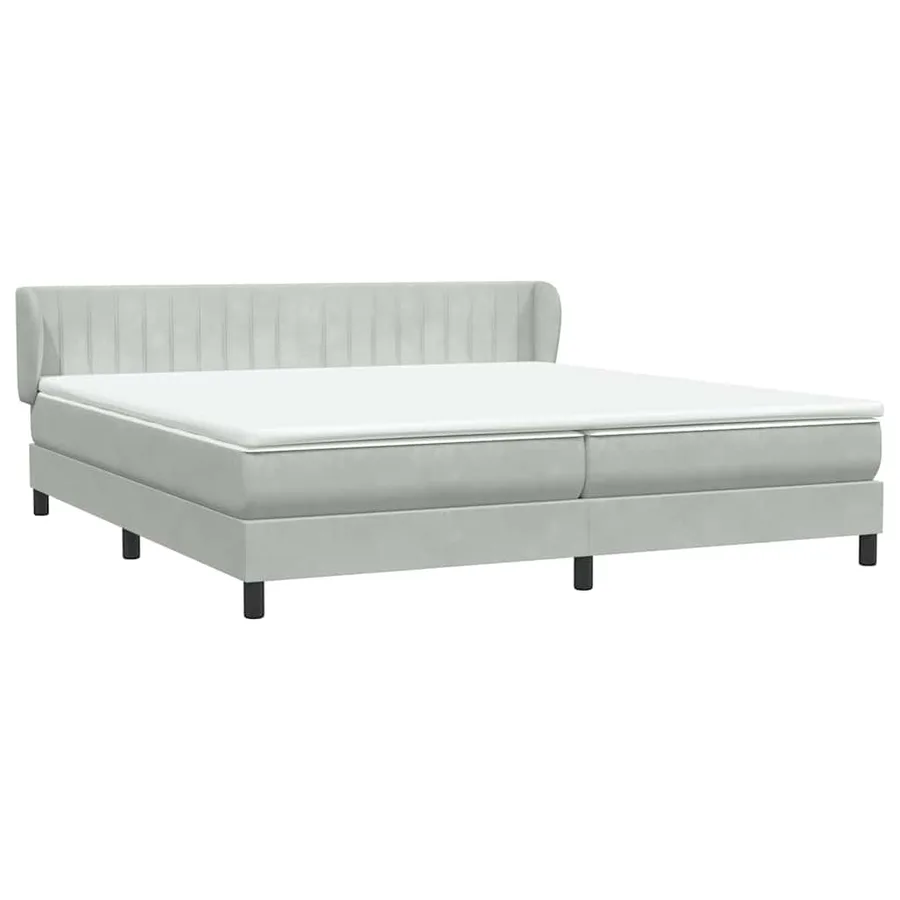 Sommier à lattes de lit et matelas gris clair 180x210cm velours - 4