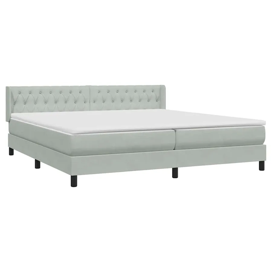Sommier à lattes de lit et matelas gris clair 180x210cm velours - 4