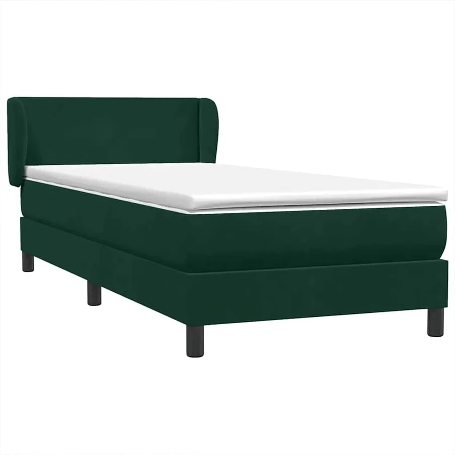 Sommier à lattes de lit et matelas vert foncé 90x220 cm velours - 2