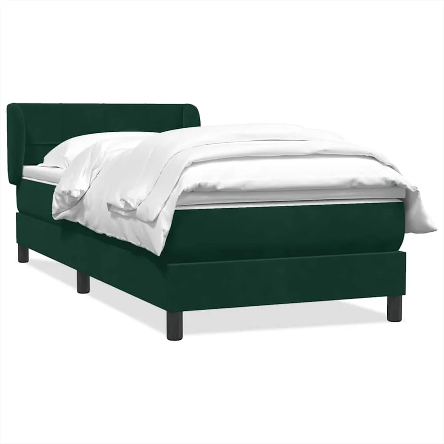 Sommier à lattes de lit et matelas vert foncé 90x220 cm velours - 2