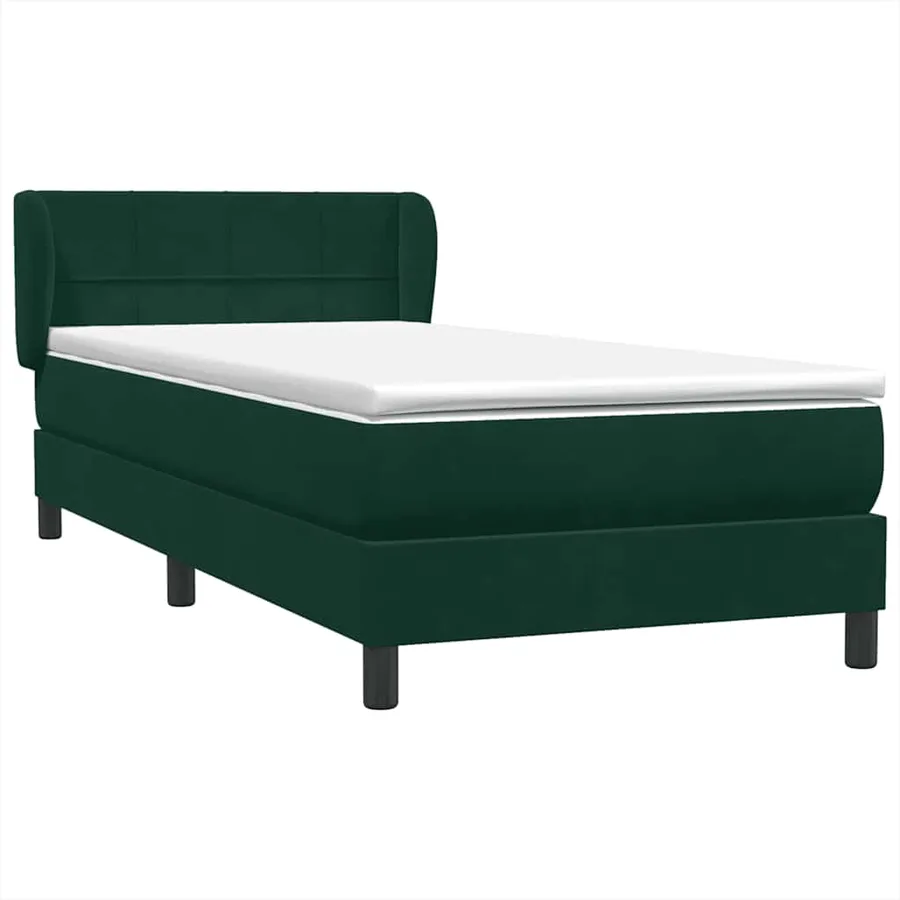 Sommier à lattes de lit et matelas vert foncé 90x220 cm velours - 4