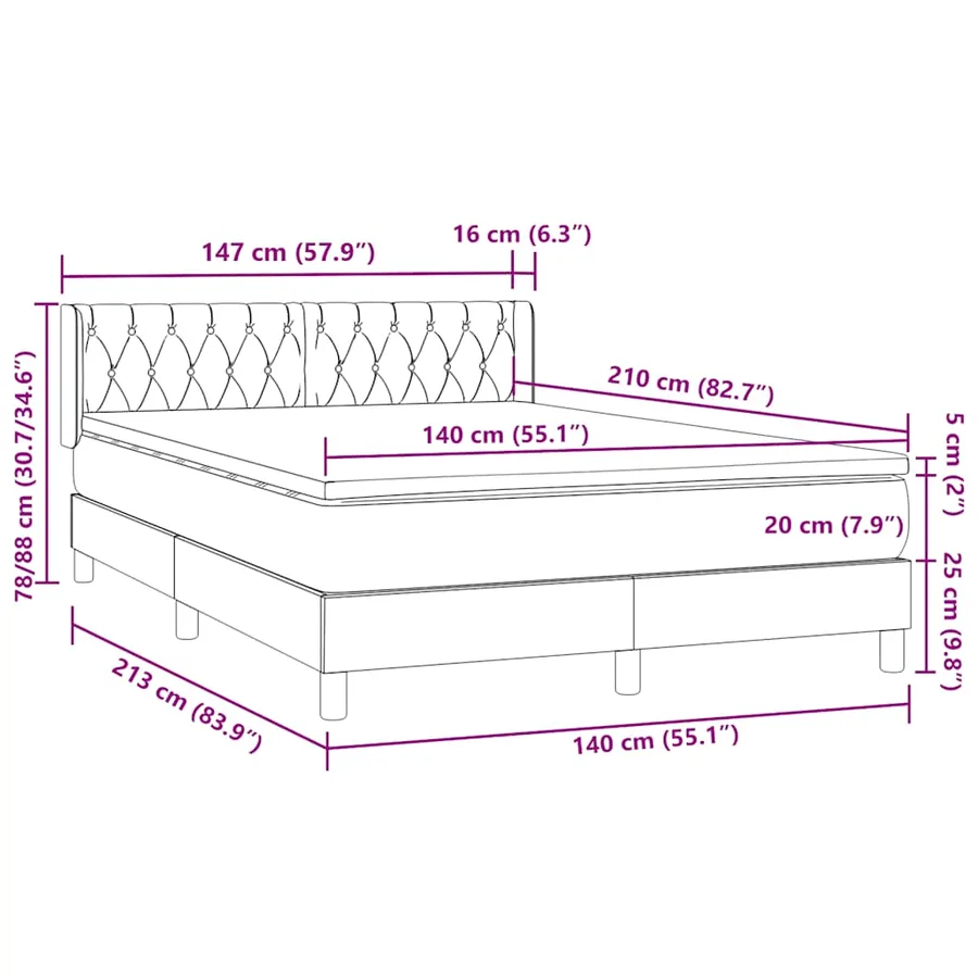 Sommier à lattes de lit avec matelas rose 140x210 cm velours - 12