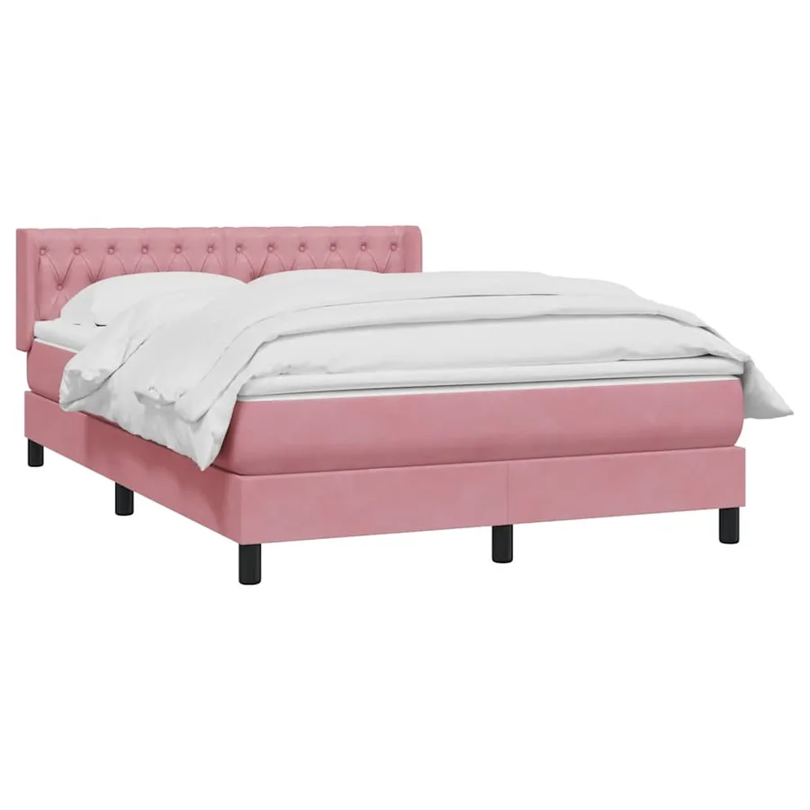 Sommier à lattes de lit avec matelas rose 140x210 cm velours - 3