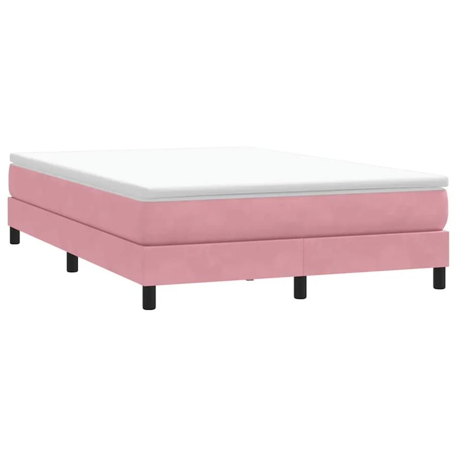 Sommier à lattes de lit avec matelas rose 140x210 cm velours - 5