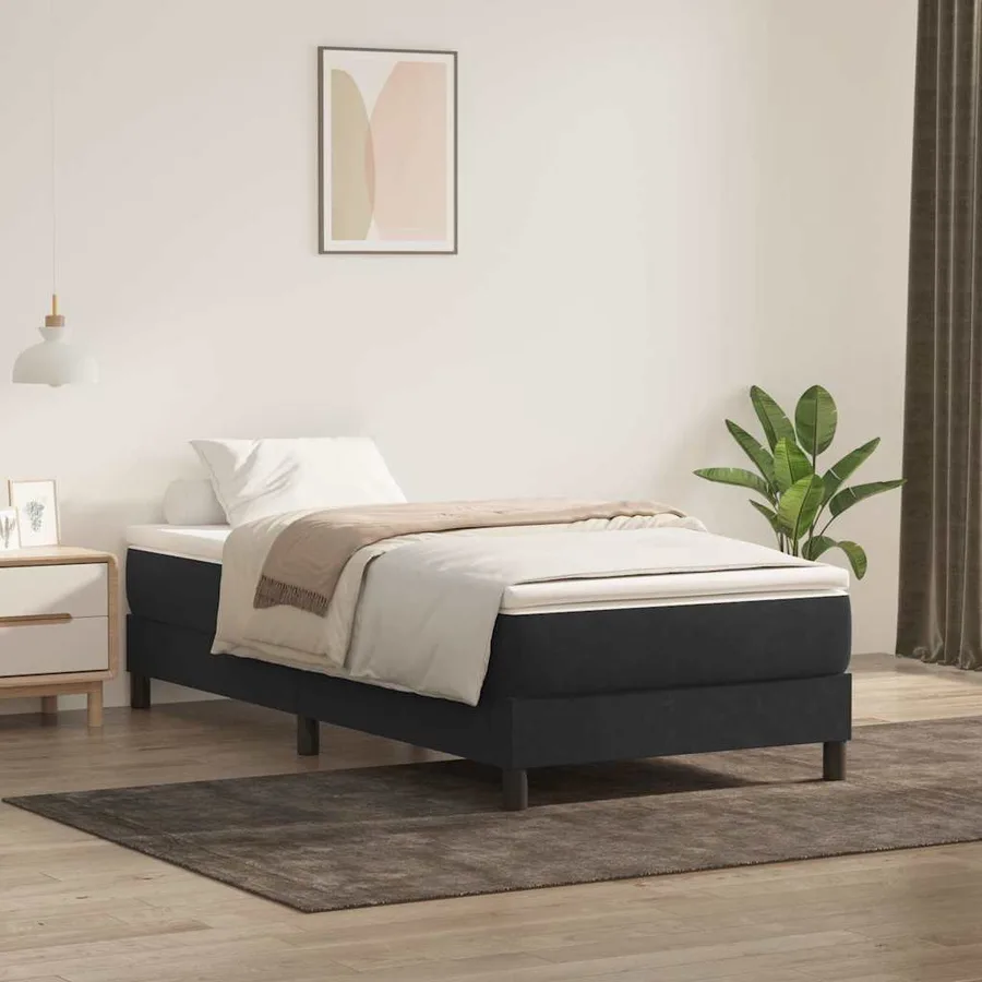 Sommier à lattes de lit sans matelas noir 90x210 cm velours - 4