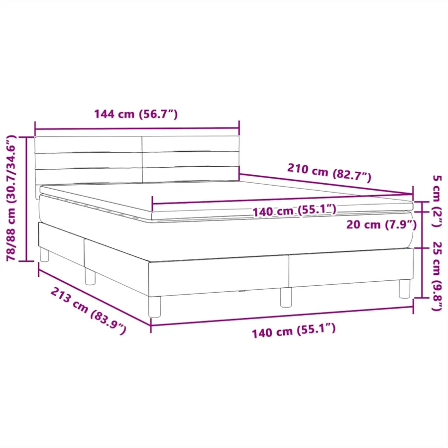 Sommier à lattes de lit et matelas gris clair 140x210cm velours - 12