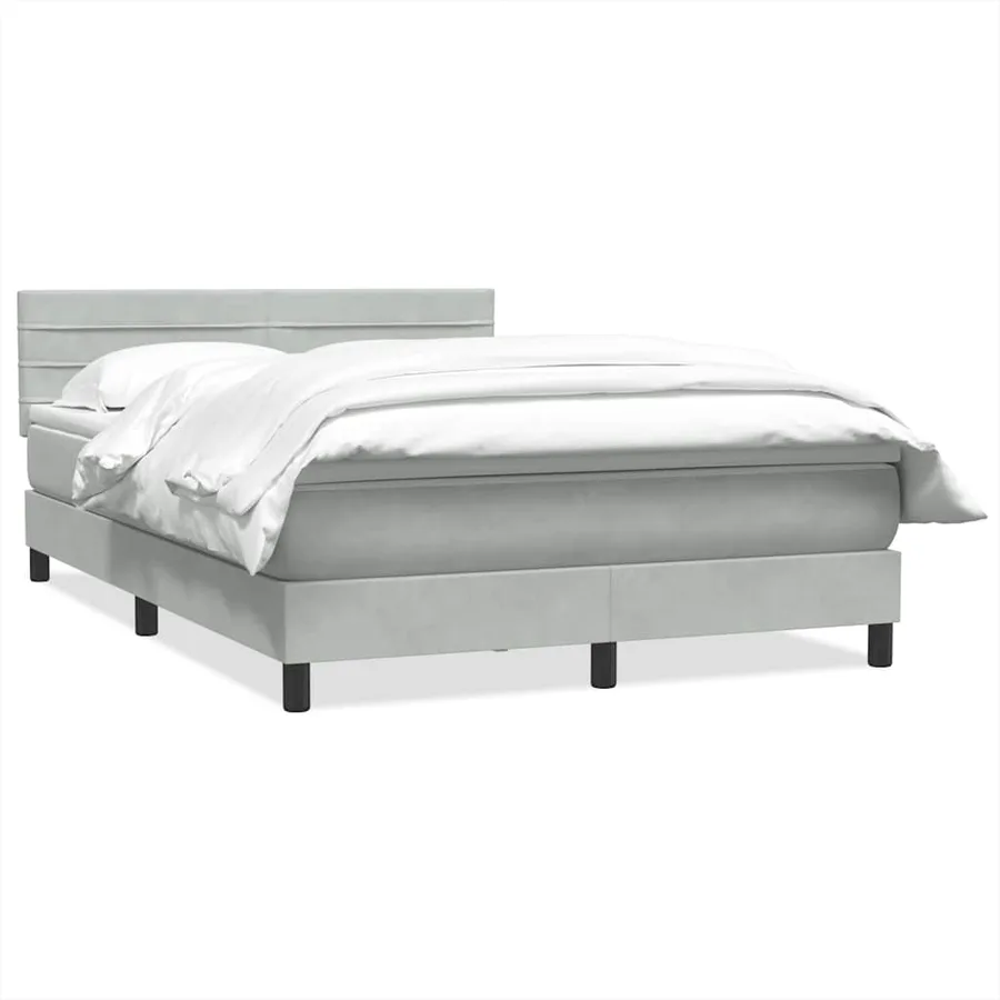 Sommier à lattes de lit et matelas gris clair 140x210cm velours - 2