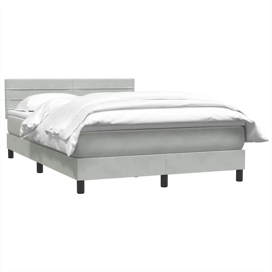 Sommier à lattes de lit et matelas gris clair 140x210cm velours - 3