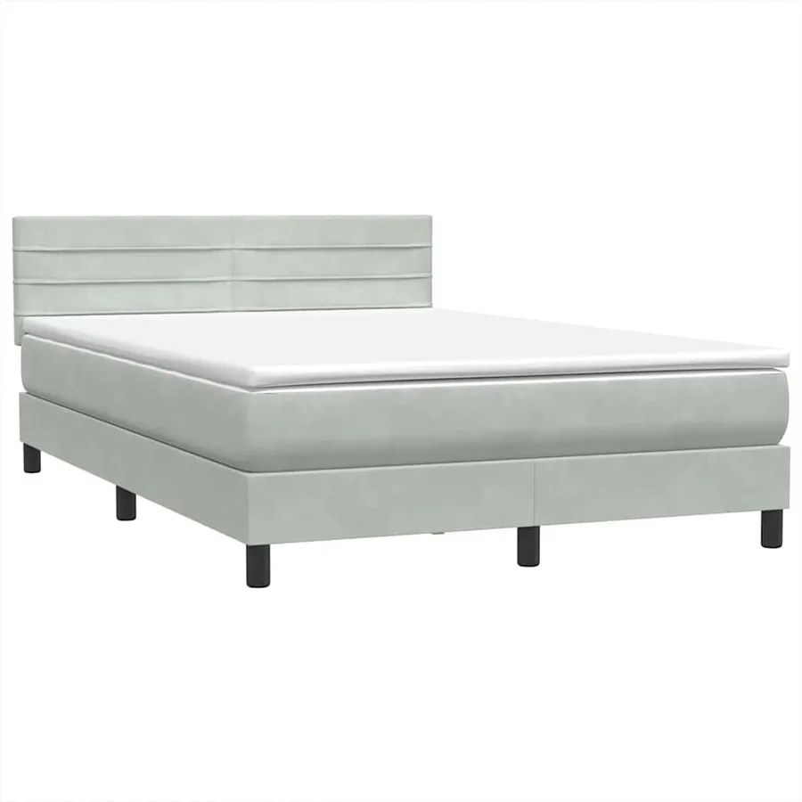 Sommier à lattes de lit et matelas gris clair 140x210cm velours - 4