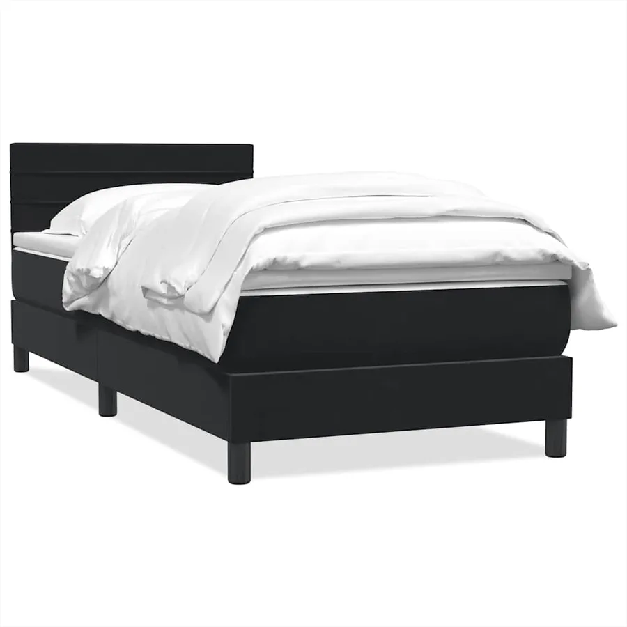 Sommier à lattes de lit avec matelas noir 90x210 cm velours - 2