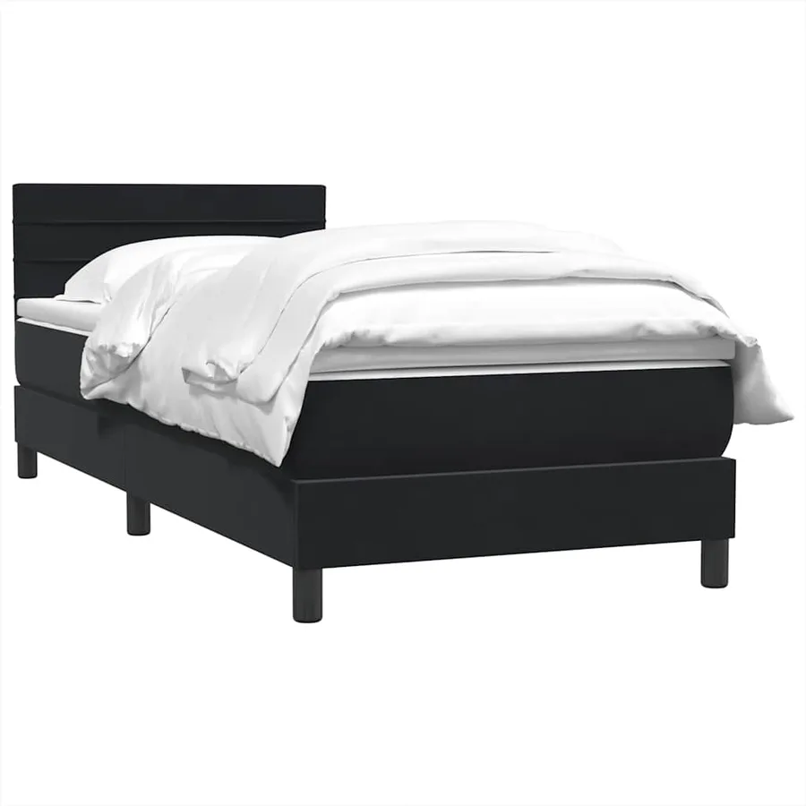 Sommier à lattes de lit avec matelas noir 90x210 cm velours - 3