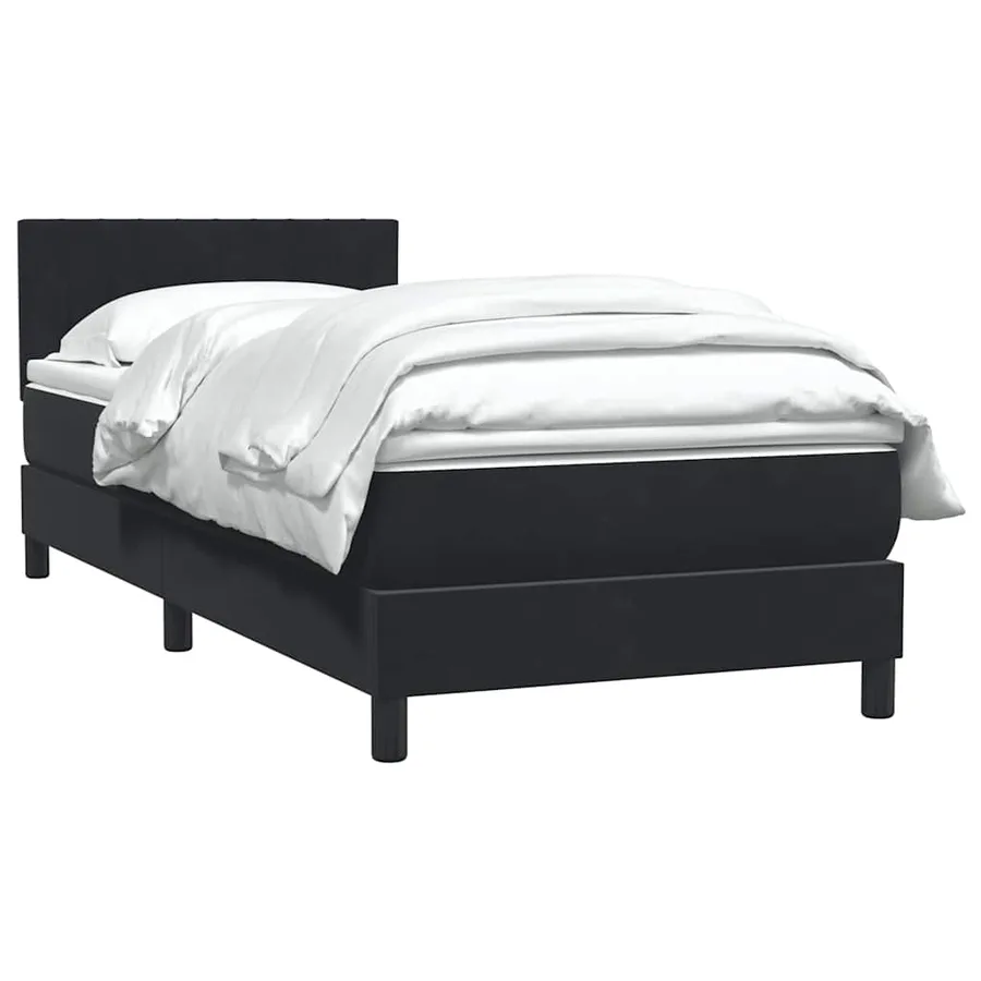 Sommier à lattes de lit avec matelas noir 90x210 cm velours - 4