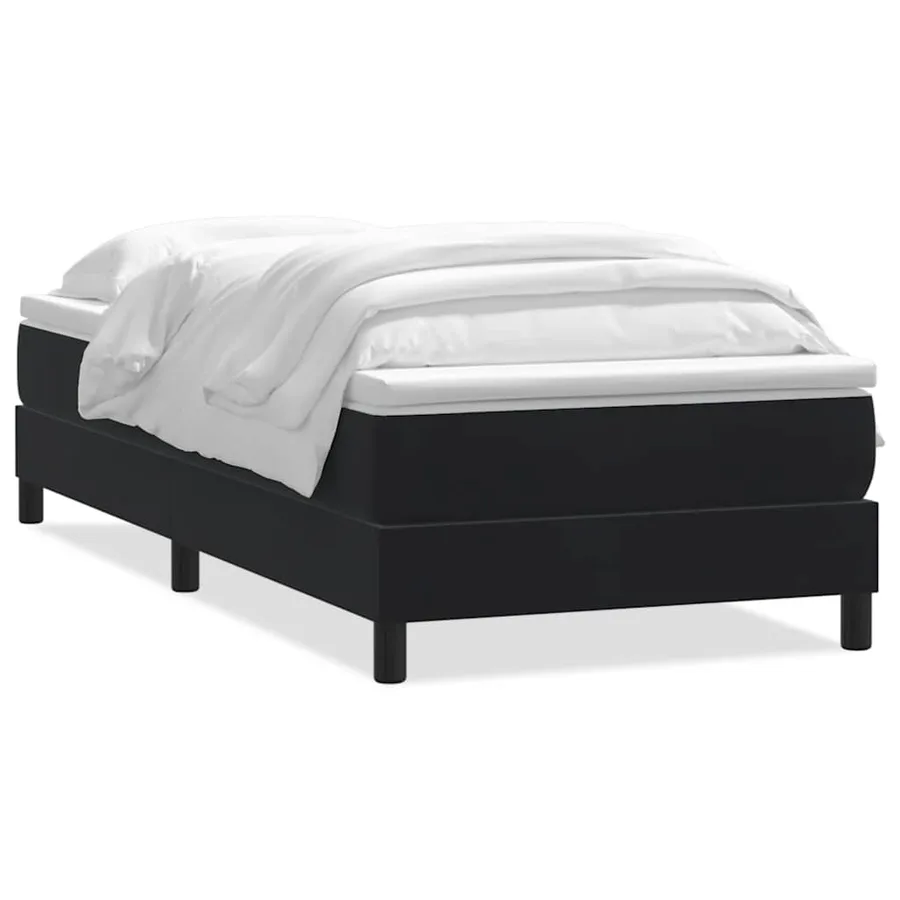 Sommier à lattes de lit avec matelas noir 90x210 cm velours - 2