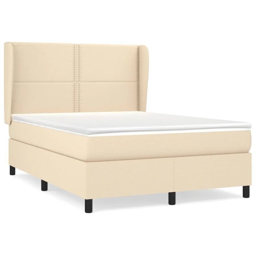 Sommier à lattes de lit avec matelas Crème 140x200 cm Tissu - 2