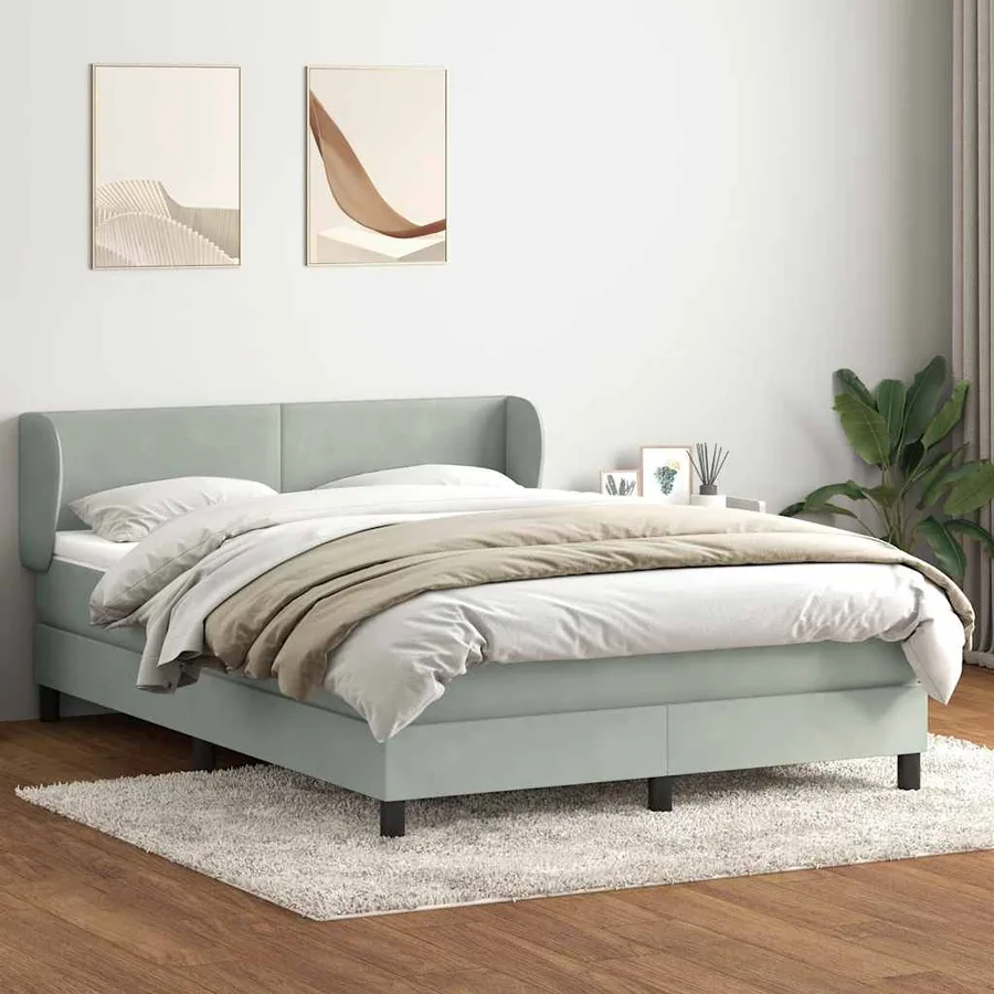 Sommier à lattes de lit et matelas gris clair 140x210cm velours - 3