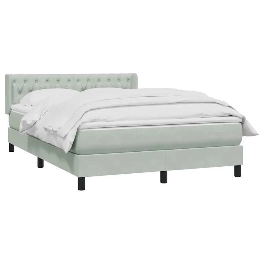 Sommier à lattes de lit et matelas gris clair 140x210cm velours - 3