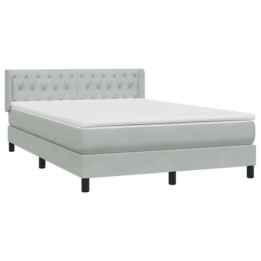Sommier à lattes de lit et matelas gris clair 140x210cm velours - 4