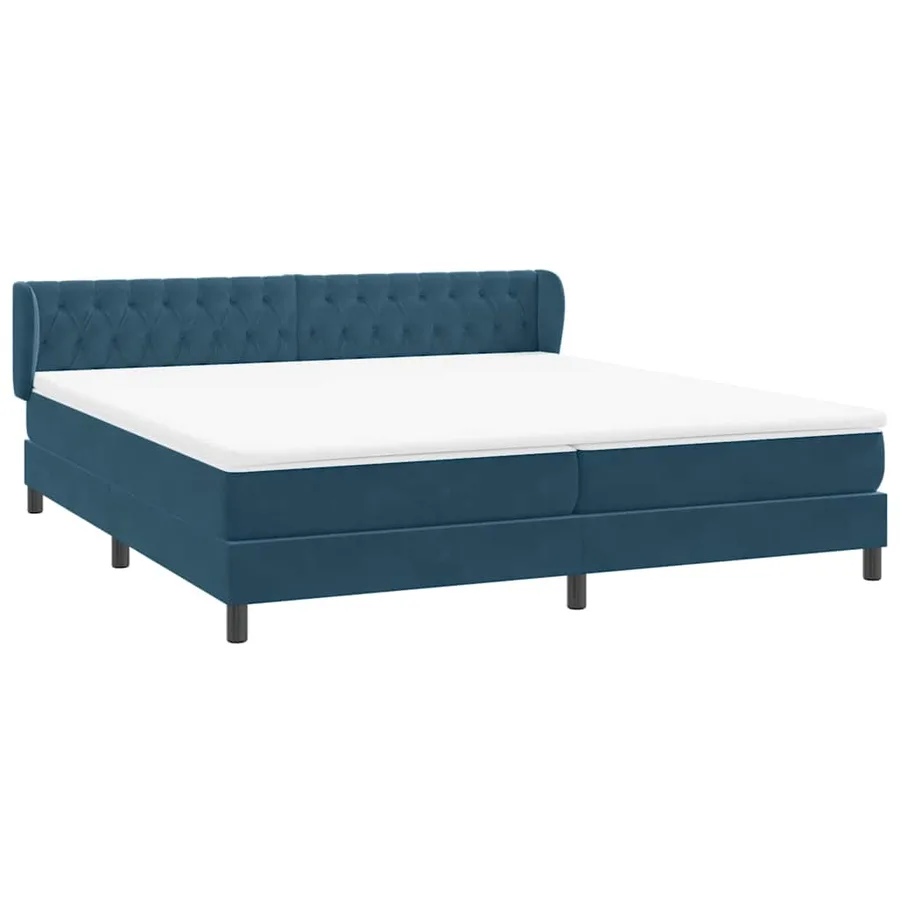 Sommier à lattes de lit et matelas bleu foncé 200x210cm velours - 4