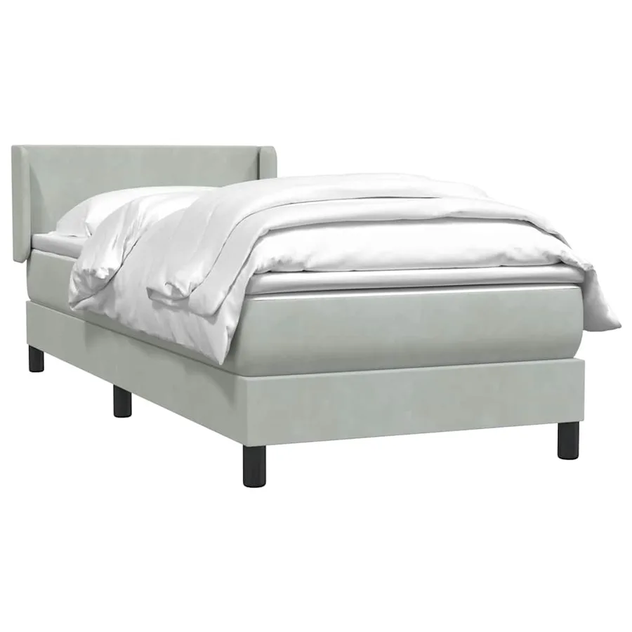Sommier à lattes de lit et matelas gris clair 100x210cm velours - 3