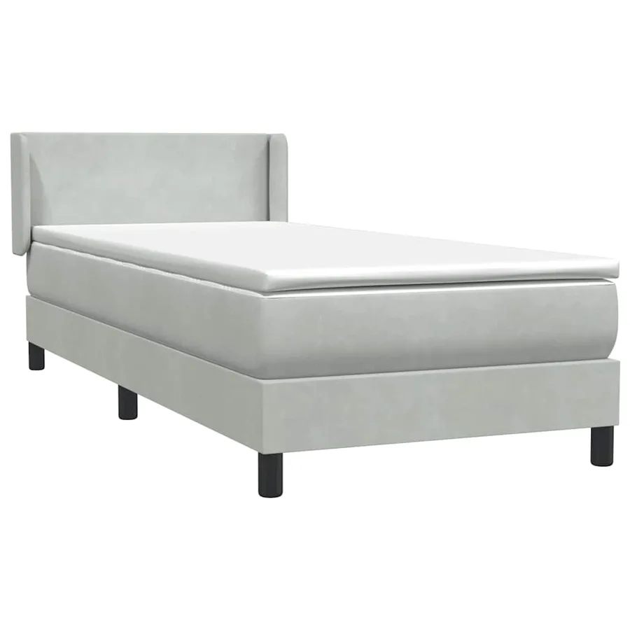Sommier à lattes de lit et matelas gris clair 100x210cm velours - 4