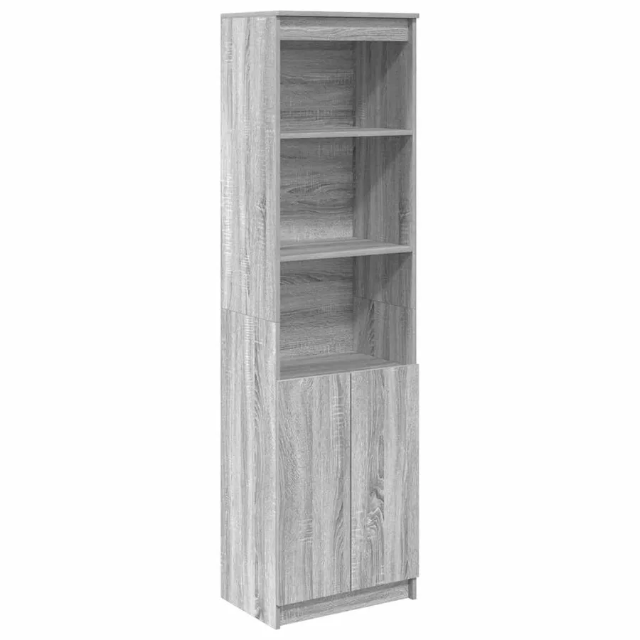 Buffet haut sonoma gris 50x35x180 cm bois d'ingénierie - 2
